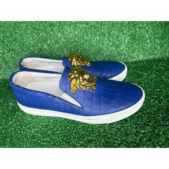 VERSACE Blue Croc Medusa Loafers Shoes Mens Size 41 - Picture 4 of 11